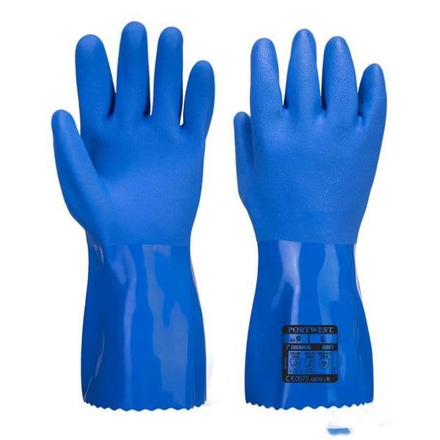 Picture of Portwest A881 Marine Ultra PVC Chem Gauntlet Blue Size XL