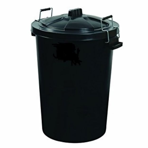 Picture of POLYTECH 110LTR BLACK DUSTBIN W/ HANDLES & LID