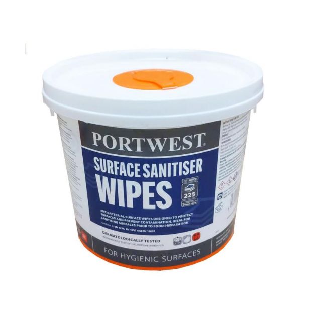 Picture of Portwest WIW50 Surface Sanitiser Wipes (225)