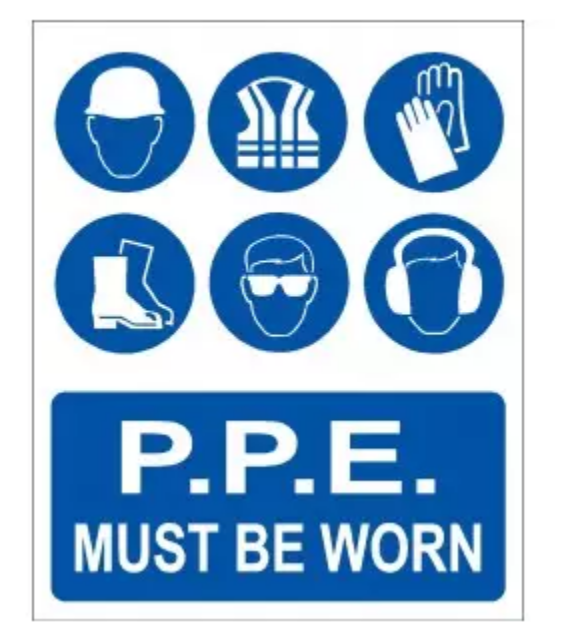 Picture of PPE MUST BE WORN 400x488 CORRIBOARD SAFETY SIGN