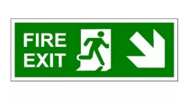 Picture of FIRE EXIT ARROW DOWN 150x400 CORRIBOARD SAFETY SIGN