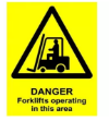 Picture of DANGER FORKLIFTS OPERATING 400x488 CORRIBOARD SAFETY SIGN
