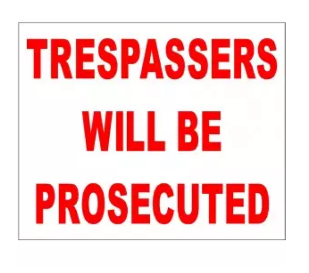 Picture of TRESSPASSERS WILL BE PROSECUTED 400X488 CORRIBOARD SAFETY SIGN