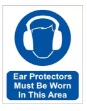 Picture of EAR PROTECTORS MUST BE WORN 400x488 CORRIBOARD SAFETY SIGN