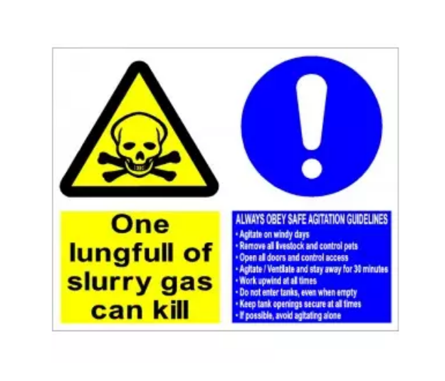 Picture of ONE LUNGFULL OF SLURRY GAS CAN KILL 400X488 DIEBOND SAFETY NOTICE