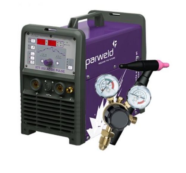 Picture of PARWELD XTT202P-P1 200AMP 230VOLT AC/DC PULSED HF TIG INVERTER C/W TORCH & REGULATOR