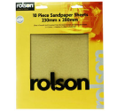 Picture of ROLSON 24509 10PC SANDPAPER SHEETS 230x280mm INCL EX FINE, FINE, MED & COARSE