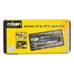 Picture of ROLSON 36109 40pc 1/4&#039;&#039; & 3/8&#039;&#039; DR SOCKET SET, 04-17mm, 5/32-1/2&#039;&#039;, EXTENSIONS, ADAPTORS & RATCHET