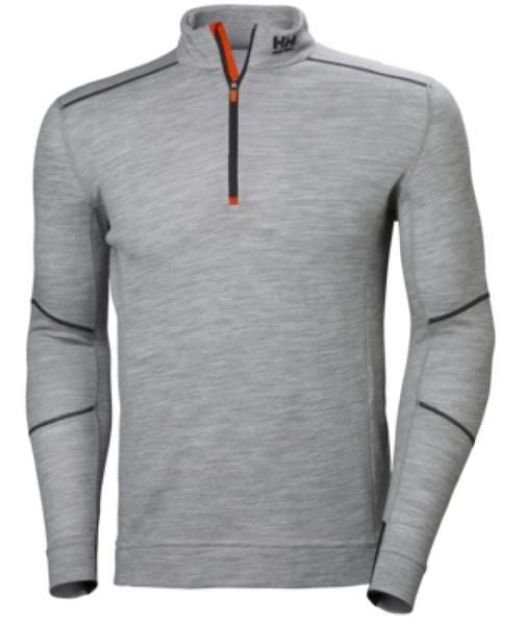 Picture of HELLY HANSEN 75107 HH LIFA MERINO HALF ZIP GREY MELANGE (BASELAYER)