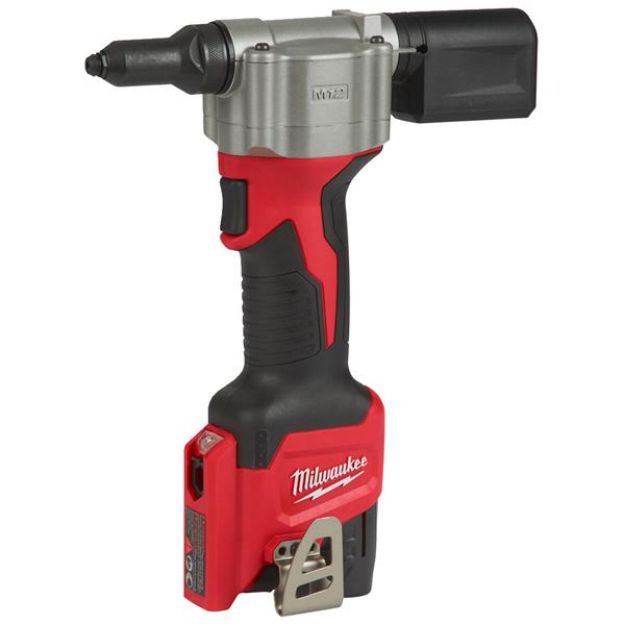 Picture of Milwaukee M12BPRT-201X Sub Compact Rivet Tool, Rivet Sizes 2.4-4.8mm, Max Pulling Force 9000n, 2.1kg  C/W 1 x 2.0Ah Li-ion Batteries & Charger In Box