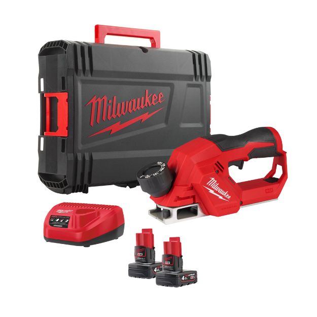 Picture of Milwaukee M12BLP-402X Brushless Planer 56mm Width, 2mm Depth, 14500rpm C/W 2 x 4.0Ah Batteries & Charger in Case