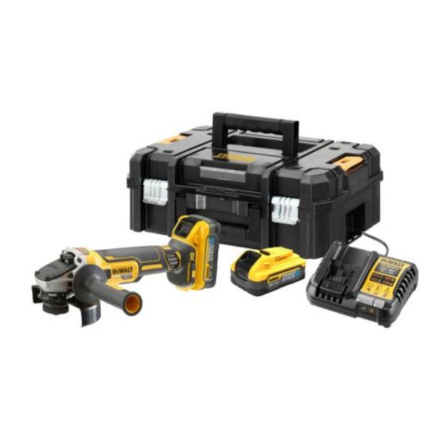 Picture of Dewalt DCG409H2T 18v XR 5'' 125mm Brushless High Power Angle Grinder With Flexvolt Advantage C/W 2 x 5.0Ah Powerstack Batteries & multi votage charger In T-Stak Box 