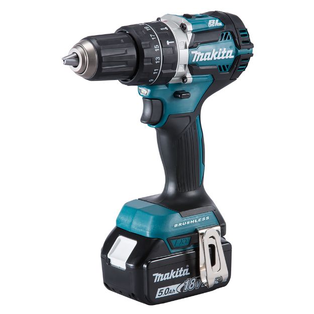 Picture of Makita DHP484P2 18V Brushless 2 Speed Combi Drill 54nm 0-2000rpm 1.9kg C/W 2 x 5.0Ah Li-ion Batteries & Charger In Makpac Case