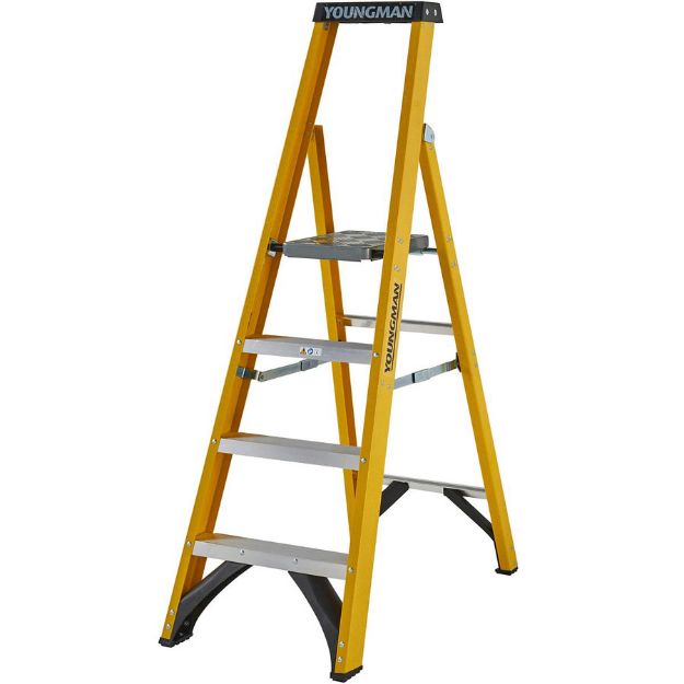 Picture of YOUNGMAN 52745418 4 TREAD H/D FIBREGLASS PLATFORM STEP LADDER