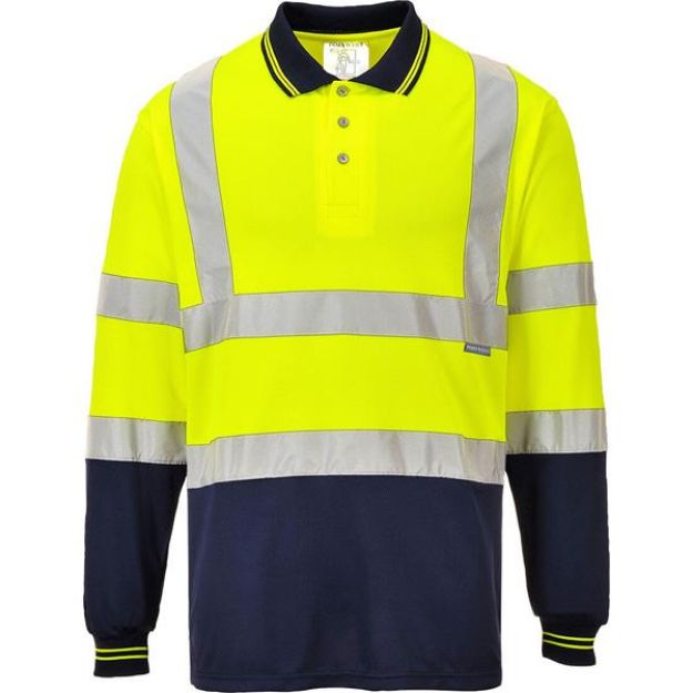 Picture of PORTWEST S279 HI-VIS TWO TONED LONG SLEEVE POLO SHIRT
