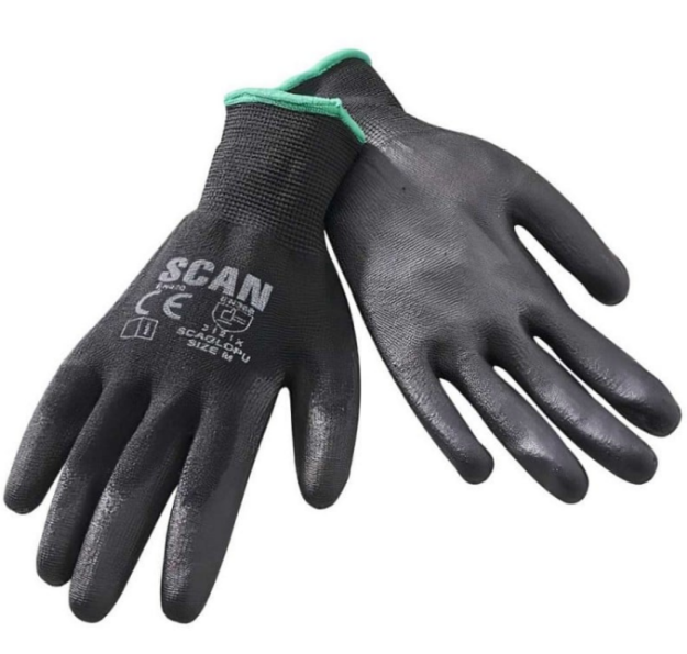 Picture of Scan XMS23GLOVEPU Black PU Dipped Gloves 5 Pairs