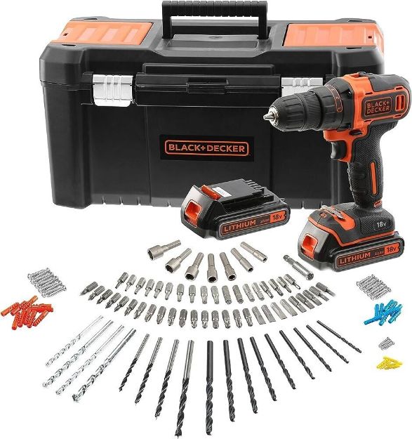 Picture of XM23  Black & Decker 18V Combi Drill With 2 x 1.5Ah Li-Ion Batteries 120Pc Accessory Set