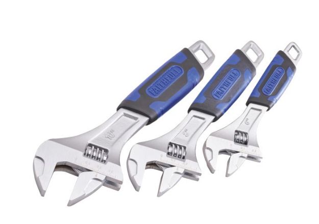 Picture of XMS23ASPAN3 Faithfull 3 Piece Matt Chrome Adjustable Spanner Set 6" 8" & 10"