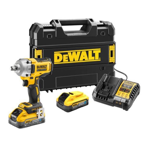 Picture of Dewalt DCF891H2T 18V XR Brushless Impact Wrench Hog Ring C/W 2 x 5.0Ah powerstack Batteries & Multi Voltage Charger in T-Stak Box
