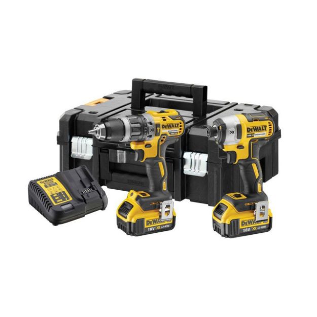 Picture of Dewalt DCK266M2T 18v XR Brushless Twin Pack DCD796 Combi Drill & DCF887 Impact Driver c/w 2 x 4.0Ah Batteries