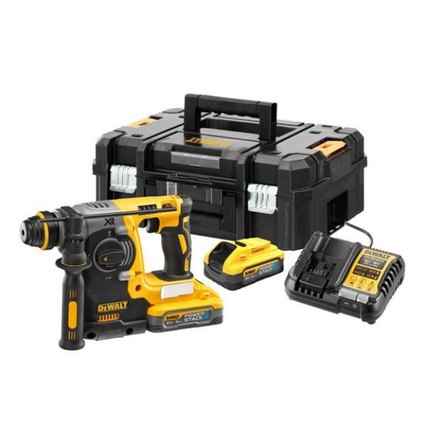 Picture of DEWALT DCH273H2T 18V ROTATY HAMMER DRILL 2x 5Ah Powerstack Batteries & Multi Voltage Charger in T-Stak Box + FREE 2 x DCBP034-XJ Compact Battery