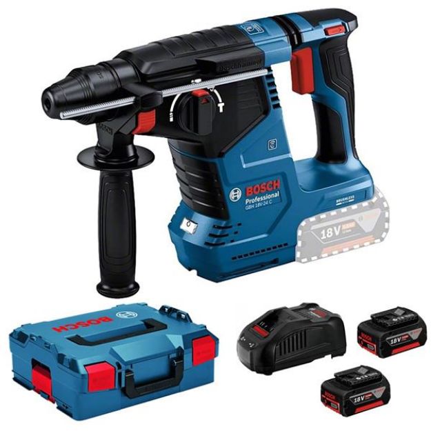 Picture of Bosch GBH18V-21N 18v 21mm Brushless SDS Drill 0-1800rpm 0-5100bpm 2.0 Joules c/w 2 x 4ah  batteries In L-boxx 