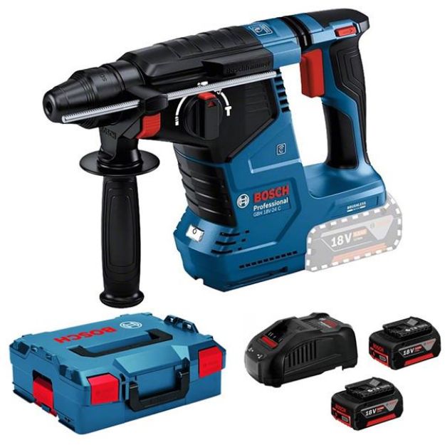 Picture of Bosch GBH18V-21N 18v 21mm Brushless SDS Drill 0-1800rpm 0-5100bpm 2.0 Joules c/w 2 x 4ah  batteries In L-boxx  