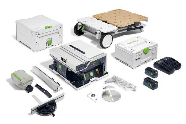 Picture of Festool 577380 CSC SYS 50 EBI-Set Cordless Table Saw with Digital Height & Angle Adjustment,168x20mm Blade, 48mm Cutting Height, 15kg C/W x2 5.0Ah Batteries & Twin Charger In Systainer Box Includes UG-CSC-SYS Underframe Stand