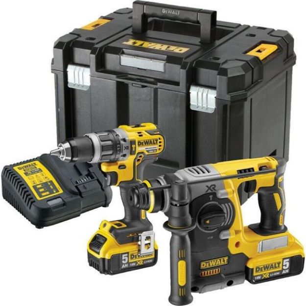 Picture of DEWALT DCK207P2T 18V XR Twinpack DCD796 Combi DCH273 SDS+ Drill & 2 x 5.0Ah Batteries