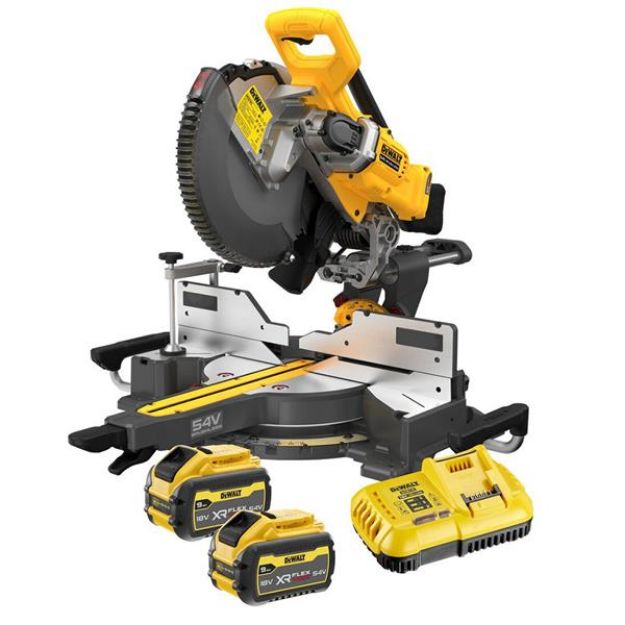 Picture of Dewalt DCS781X2 54V XR Flexvolt 12'' 305mm Mitre Saw C/W 2 x 9.0Ah Flexvolt Li-ion Batteries & Charger 