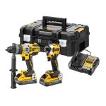 Picture of Dewalt DCK2052H2T 2pc 18V XR Brushless Combo Kit Includes DCD999 Combi Drill & DCF850 Impact Driver C/W 2 x Powerstack 5.0Ah Li-ion Batteries & Charger In T-stak Box 