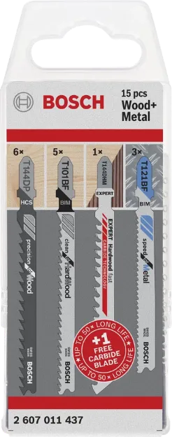 Picture of Bosch 15pc set for Wood & Metal including Carbide Blade 2607011437