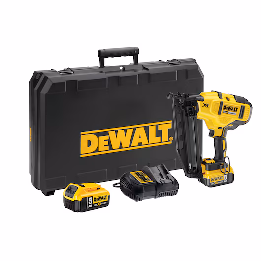 Picture of Dewalt DCN660P2 18V XR Brushless 16 Gauge Angled Second Fix Finish Nailer 32-63mm Length 2.4kg C/W 2 x 5.0Ah Li-ion Batteries & Charger In Box 