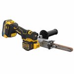 Picture of Dewalt DCM200E2T 18v XR Brushless Band File 457x13mm Belt, 1700m/min, 173° Pivoting Arm, 2kg C/W 2 x DCBP034 1.7Ah Compact Powerstack Batteries & DCB1102 Charger in T-Stak Box