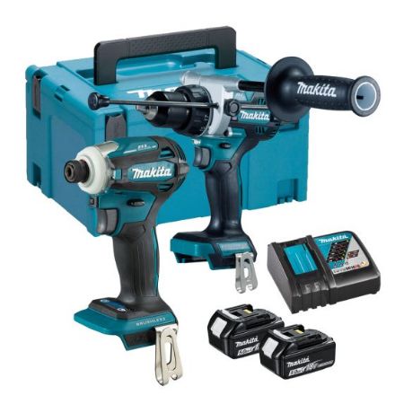 Makita DLX2455TJ 2pc 18V Brushless Combo Kit Includes DHP486 2 Speed Combi Drill & DTD172 Impact Driver C/W 2 x 5.0Ah Li-ion Batteries & Charger  PMKCBCD-DLX2455TJ
