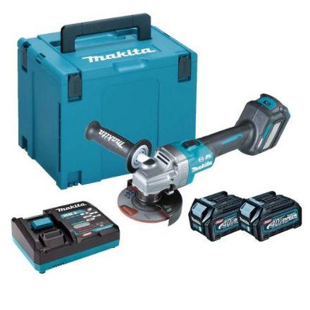 Makita GA022GD201 40v Max XGT 41/2'' 115mm Angle Grinder With Variable Speed 3000-8500rpm 3.6kg C/W 2 x 2.5Ah Li-ion Battery & Charger + ADP10 Adpator In Makpac Case PMKAGCD-GA022GD201