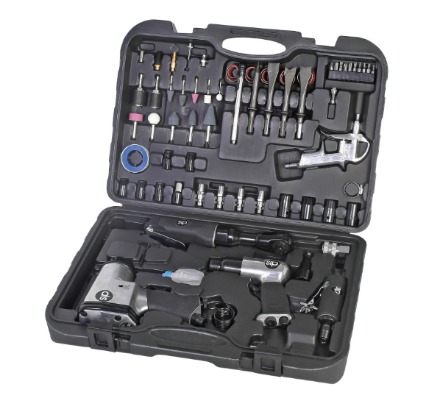 Sip 73pc Air Tool Kit (07197) Includes 1/2" Impact Wrench, 3/8" Reversible Air Ratchet, Air Die Grinder, Air Hammer & Blow Gun With Acessories in Heavy Duty Case EPTCB-07197