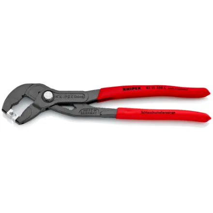 Knipex 85 51 180 C Hose Clamp Pliers for Click clamps with non-slip plastic coating grey atramentized 180 mm  EHTPLKX-8551180C