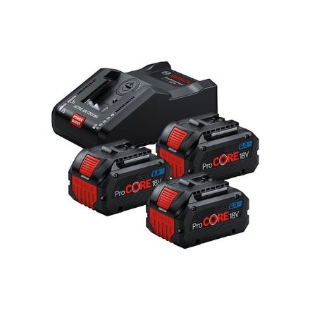 Bosch Starter Set Includes 3 x 8.0Ah Pro Core Li-ion Batteries & GAL18v-160 C Charger 0615990N2D PACBTBS-8AHSET-3