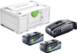 Picture of Festool 577329 Energy Set SYS 18V 2x8,0/SCA16 Includes x2 8Ah Batteries, SCA 16 Rapid Charger in Systainer SYS3 M 187 Box