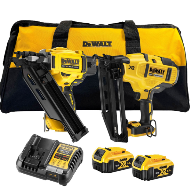 Picture of Dewalt DCK246P2B 18v XR Combo Nailer Kit Includes DCN930 Framing Nailer & DCN660 16g Angle Finsh Nailer C/W 2 x 5.0Ah Li-ion Batteries & Charger In 22" Toolbag 