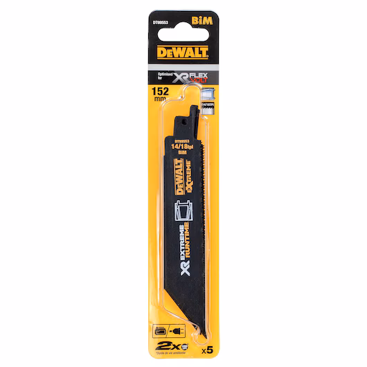 Picture of Dewalt Flexvolt Reciprocating/Sabre Saw Blades 152mm 14/18TPI Metal