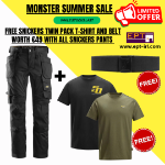 Picture of SNICKERS 6241 ALL ROUND STRETCH WORK TROUSERS + Free Snickers Twin pack t-Shirt and belt with All Snickers Pants (Please type Twin pack t-Shirt size in the order note at the checkout page.)