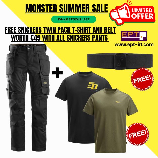 Picture of SNICKERS 6241 ALL ROUND STRETCH WORK TROUSERS + Free Snickers Twin pack t-Shirt and belt with All Snickers Pants (Please type Twin pack t-Shirt size in the order note at the checkout page.)