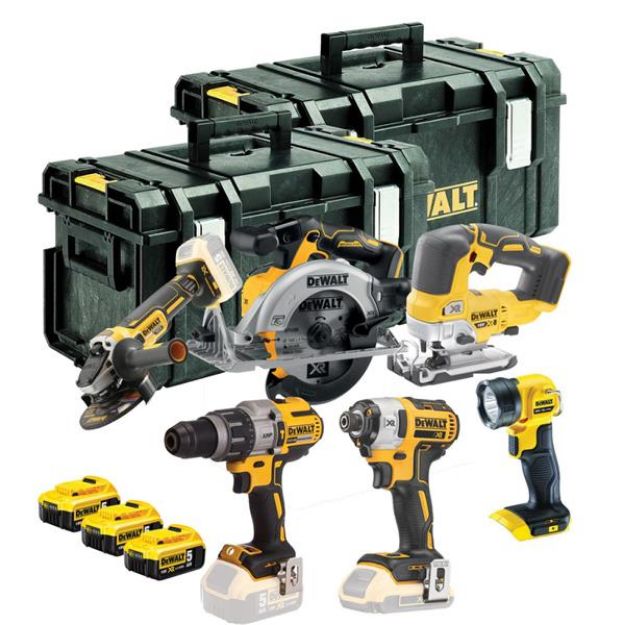 Picture of DeWalt DCK664P3-GB XR Brushless 6 Piece Kit 18V 3 x 5.0Ah Li-ion (DCD996, DCF887, DCS565, DCS334, DCG405 , DCL040) + FREE 5ah Battery worth €79