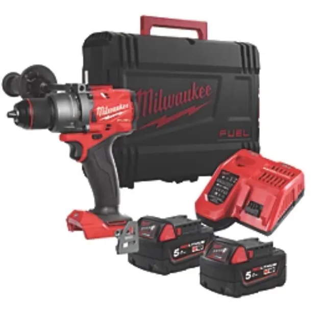 Picture of Milwaukee M18FPD3-502 M18 Gen 4 Brushless 2 Speed Combi Drill 158nm 0-2100rpm 2.2kg C/W 2 x 5.0Ah Li-ion Batteries & Charger In Box  