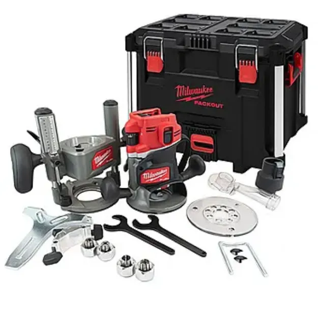 Picture of Milwaukee M18FR12KIT-0P 1/2" Fuel Plunge Router With Sub-Base & Plunge Base 12000-25000rpm 60mm Plunge Capacity 4.1kg Bare Unit in Packout