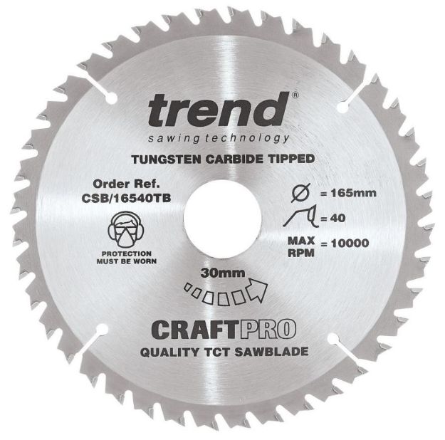Picture of Trend CRAFT SAW BLADE 165MM X40T X30 THIN