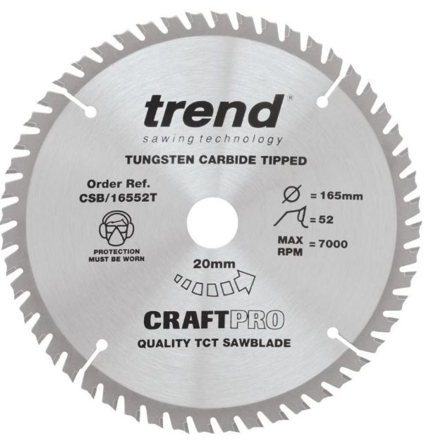 Picture of Trend CRAFT SAW BLADE 165MM X52T X20 THIN
