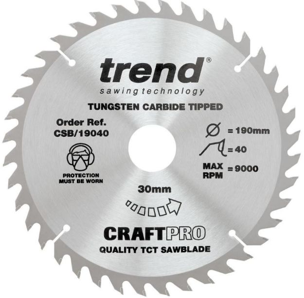 Picture of Trend CRAFT SAW BLADE 190MM X 40T X 30MM 